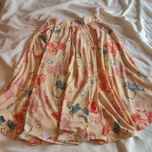 Floral Bicycle Print Women’s Skirt Flowy & Feminine for Fall Layering Size Small